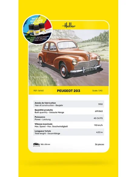 STARTER KIT Peugeot 203, 1/43 - Heller 56160