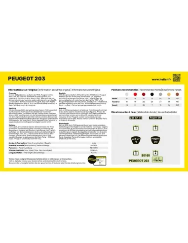 STARTER KIT Peugeot 203, 1/43 - Heller 56160
