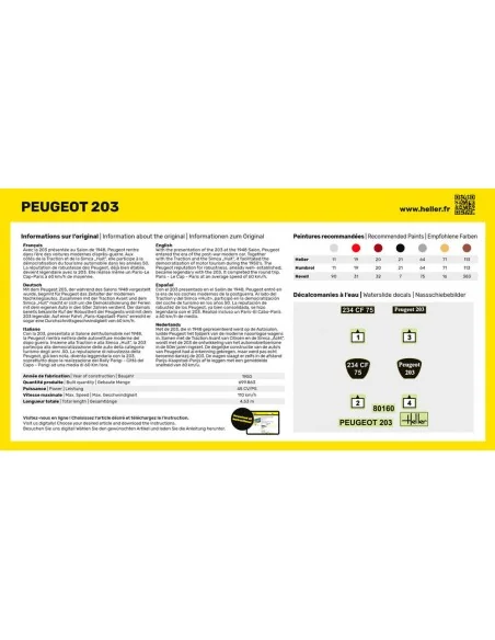 STARTER KIT Peugeot 203, 1/43 - Heller 56160