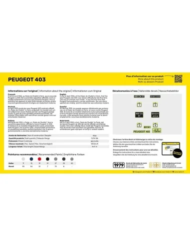 STARTER KIT Peugeot 403, 1/43 - Heller 56161