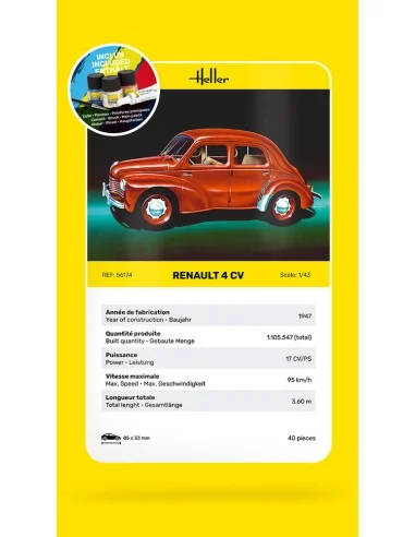 STARTER KIT Renault 4 CV, 1/43 - Heller 56174