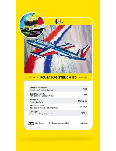STARTER KIT Fouga Magister CM 170, 1/72 - Heller 56220