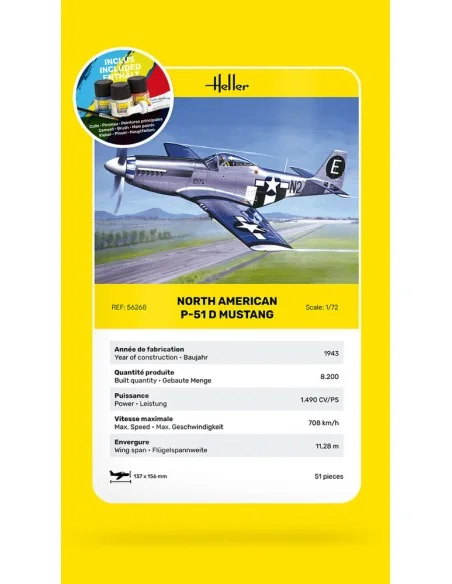 STARTER KIT P-51 Mustang, 1/72 - Heller 56268