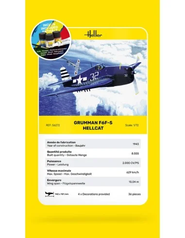 STARTER KIT F6F Hellcat, 1/72 - Heller 56272