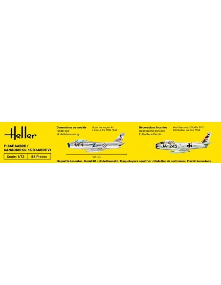 STARTER KIT F-86F Sabre / Canadair CL-13 B Sabre VI, 1/72 - Heller ...