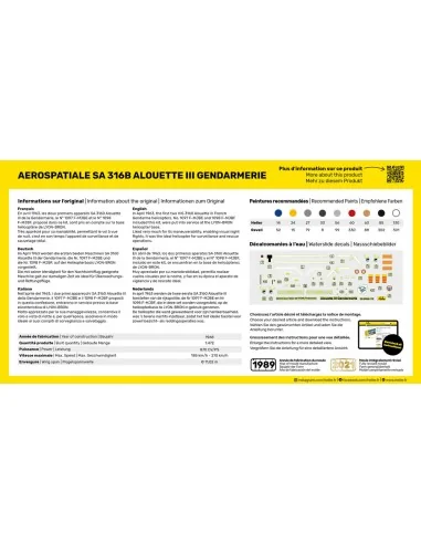 STARTER KIT SA 316 Alouette III Gendarmerie, 1/72 - Heller 56286