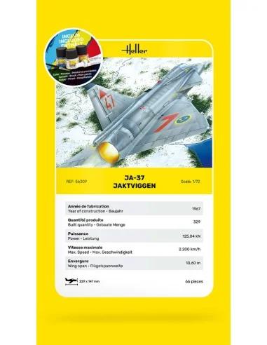 STARTER KIT Ja-37 Jaktviggen, 1/72 - Heller 56309