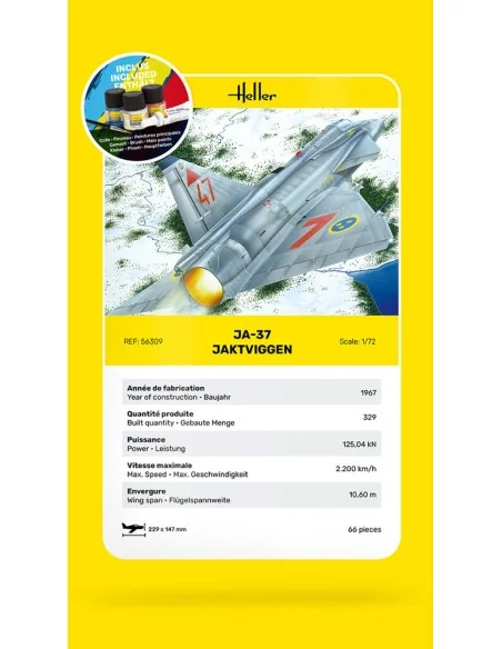 STARTER KIT Ja-37 Jaktviggen, 1/72 - Heller 56309