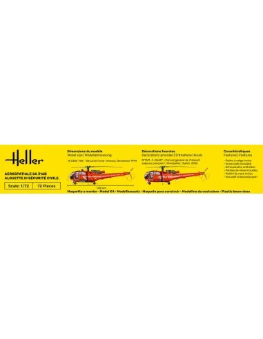 STARTER KIT Alouette III Sécurité Civile, 1/72 - Heller 56289