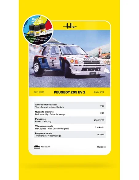 STARTER KIT Peugeot 205 EV 2, 1/24 - Heller 56716