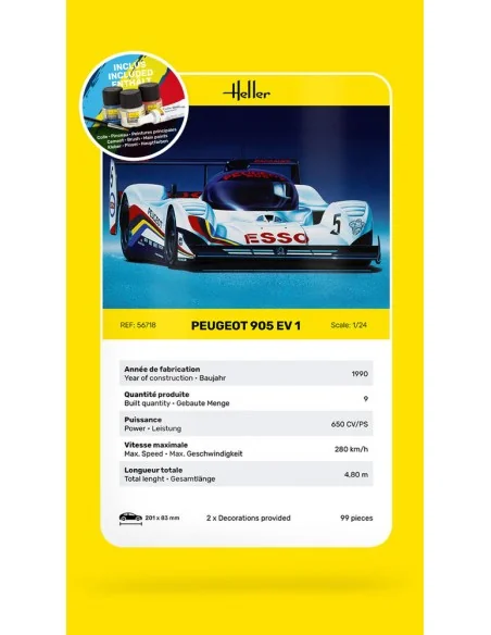 STARTER KIT Peugeot 905 EV 1, 1/24 - Heller 56718