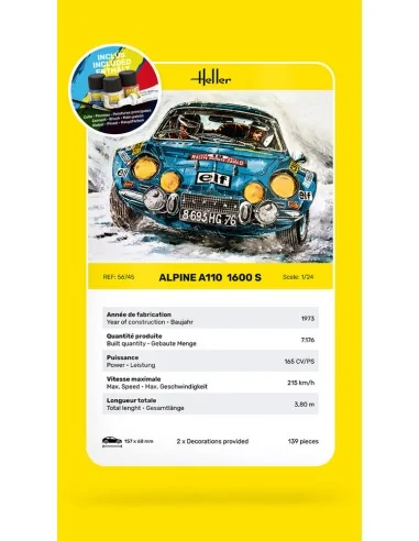 STARTER KIT Alpine A110 (1600S), 1/24 - Heller 56745