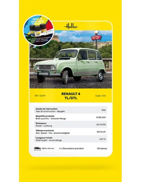 STARTER KIT Renault 4TL/GTL, 1/24 - Heller 56759