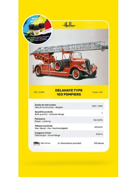 STARTER KIT Delahaye Type 103 Pompiers, 1/24 - Heller 56780