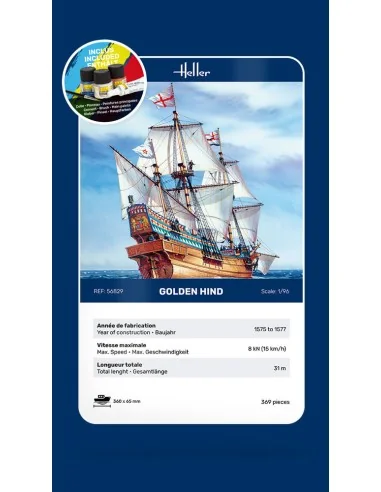 STARTER KIT Golden Hind, 1/96 - Heller 56829