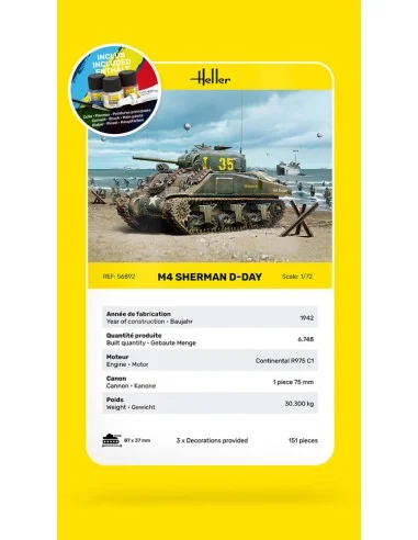 STARTER KIT M4 Sherman D-Day, 1/72 - Heller 56892