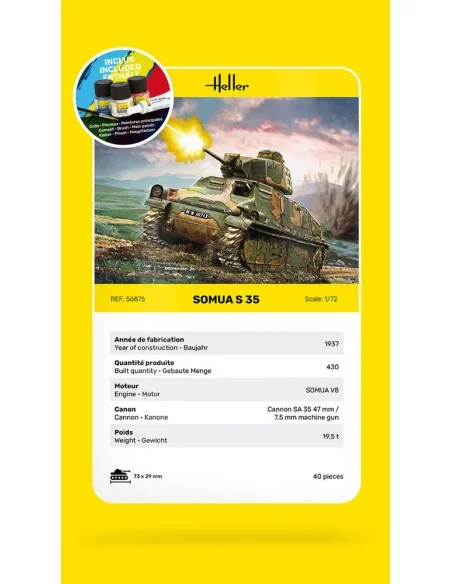 STARTER KIT Somua S35, 1/72 - Heller 56875