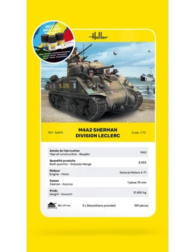 STARTER KIT M4A2 Sherman "Division Leclerc", 1/72 - Heller 56894