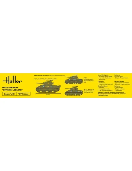 STARTER KIT M4A2 Sherman "Division Leclerc", 1/72 - Heller 56894