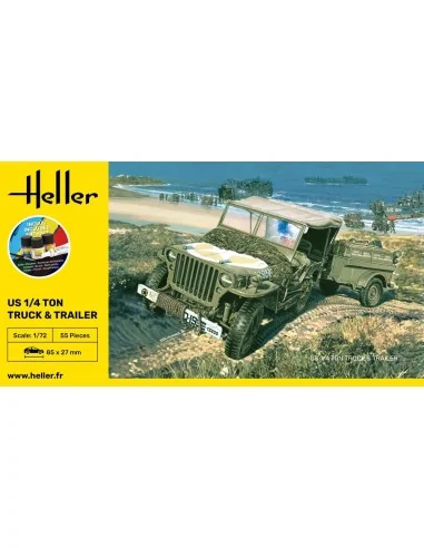 STARTER KIT US 1/4 Ton Truck & Trailer, 1/72 - Heller 56997