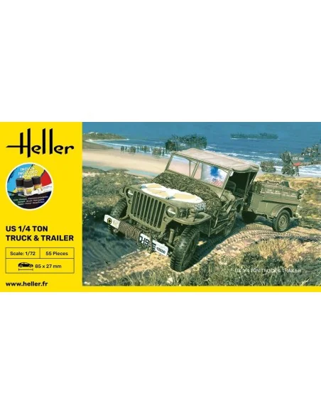 STARTER KIT US 1/4 Ton Truck & Trailer, 1/72 - Heller 56997