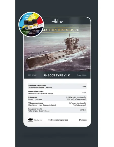 STARTER KIT U-Boot Type VII C, 1/400 - Heller 57002