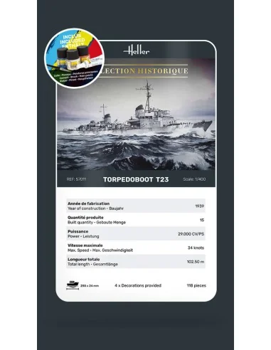 STARTER KIT Torpedoboot T23, 1/400 - Heller 57011