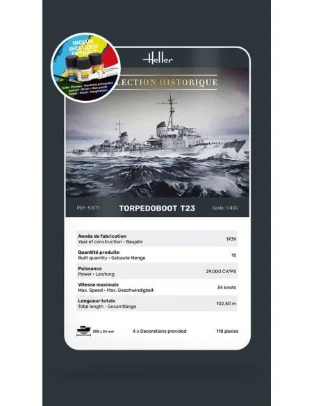 STARTER KIT Torpedoboot T23, 1/400 - Heller 57011