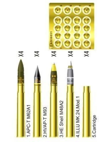 3 inch gun ammo brass set, 1/35 - AFV-Club AG35031