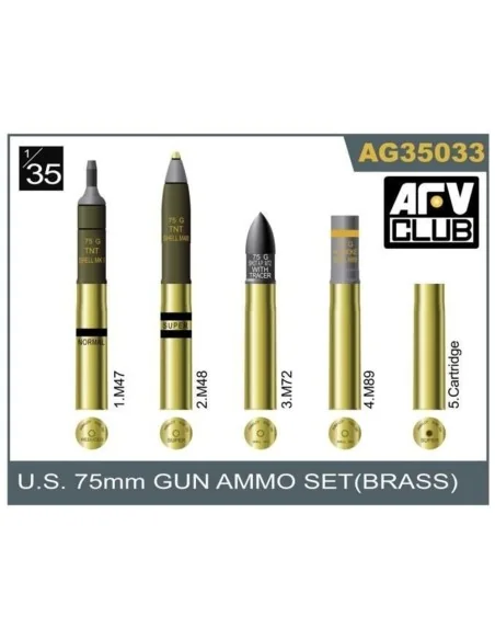 75mm gun ammo brass set, 1/35 - AFV-Club AG35033