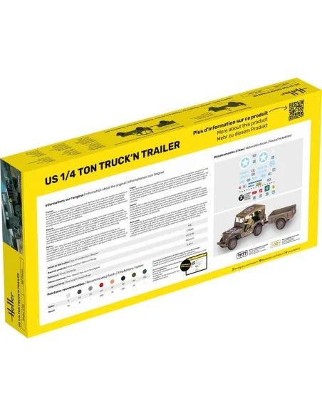 STARTER KIT US 1/4 Ton Truck 'n Trailer, 1/35 - Heller 57105