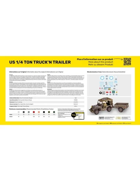 STARTER KIT US 1/4 Ton Truck 'n Trailer, 1/35 - Heller 57105