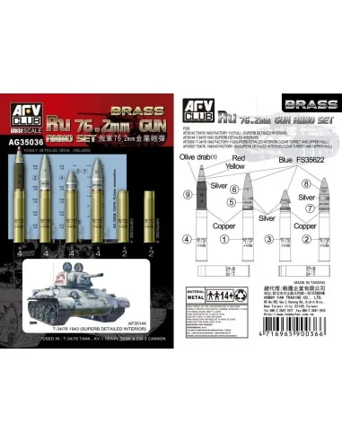 Ru 76.2mm Gun AMMO Set (Brass), 1/35 - AFV-Club AG35036