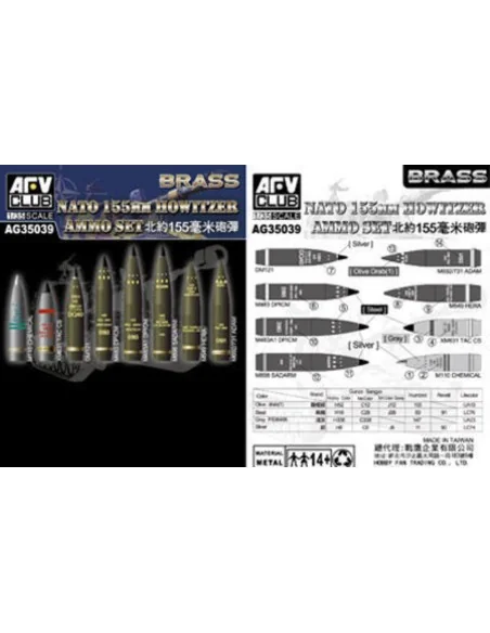 NATO 155mm Howitzer Ammo Set (Brass), 1/35 - AFV-Club AG35039