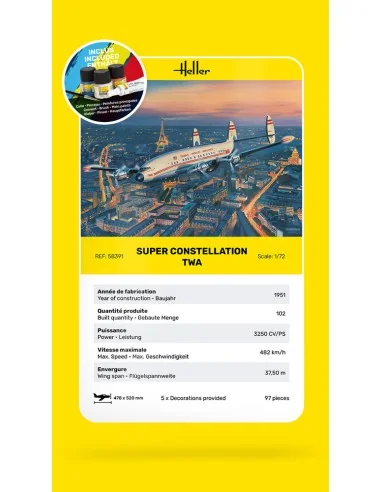 STARTER KIT Super Constellation TWA, 1/72 - Heller 58391