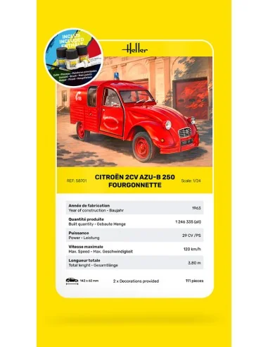 STARTER KIT Citroen 2CV AZU-B 250 Fourgonnette, 1/24 - Heller 58701