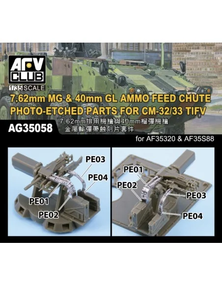 7.62mm MG & 40mm GL AMMO FEED CHUTE PE for CM-32/33 TIFV, 1/35 - AF...