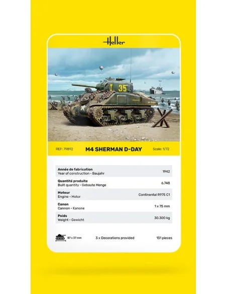 M4 Sherman D-Day, 1/72 - Heller 79892