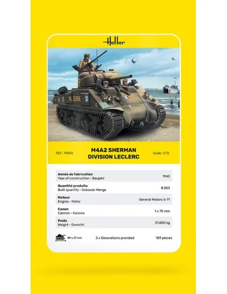 M4A2 Sherman "Division Leclerc", 1/72 - Heller 79894
