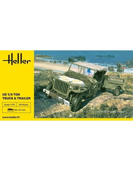 US 1/4 Ton Truck & Trailer, 1/72 - Heller 79997