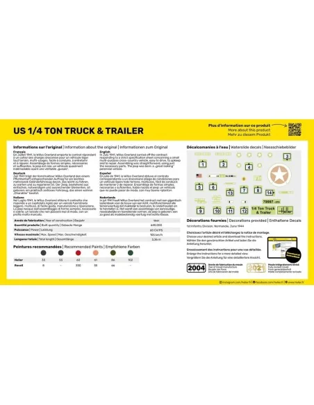 US 1/4 Ton Truck & Trailer, 1/72 - Heller 79997
