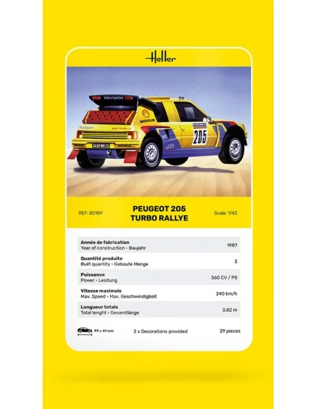 Peugeot 205 Turbo Rallye, 1/43 - Heller 80189
