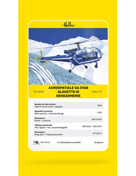 SA 316 Alouette III Gendarmerie, 1/72 - Heller 80286