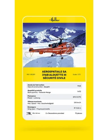 Alouette III Sécurité Civile, 1/72 - Heller 80289