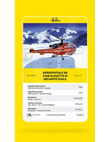 Alouette III Sécurité Civile, 1/72 - Heller 80289