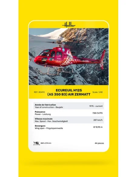 Ecureuil H125 (AS 350 B3) Air Zermatt, 1/48 - Heller 80490
