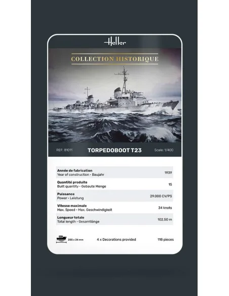 Torpedoboot T23, 1/400 - Heller 81011