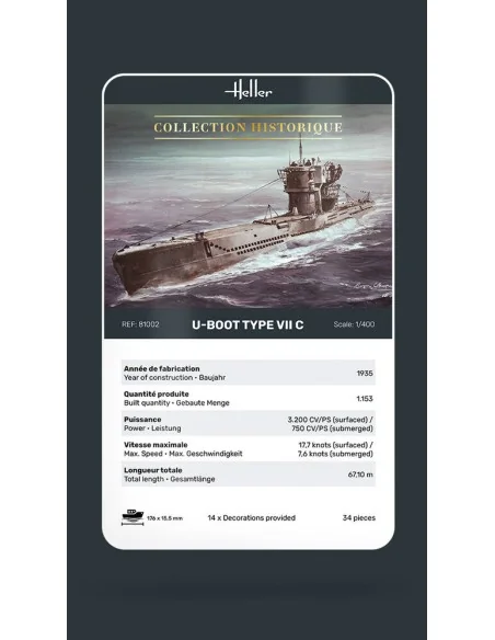 U-Boot Type VII C, 1/400 - Heller 81002