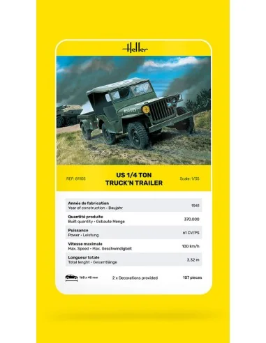 US 1/4 Ton Truck 'n Trailer, 1/35 - Heller 81105