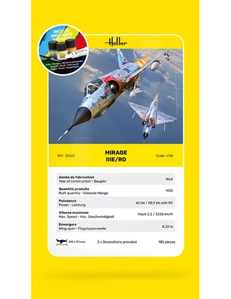 STARTER KIT Mirage IIIE/RD, 1/48 - Heller 35422